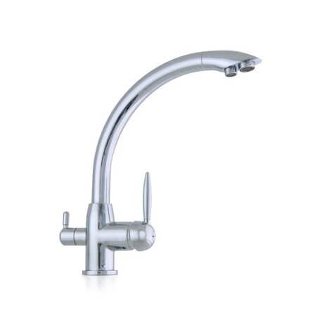 Miscelatore 3 Vie Curvo in Ottone Cromato